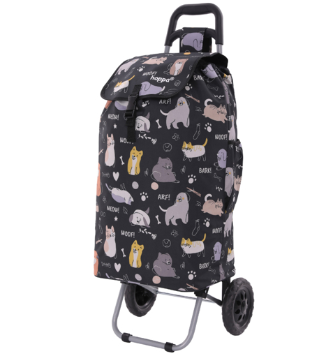 Obrazek HOPPA ST-57385 Cats&amp;Dogs Torba na zakupy na kółkach - czarna - 57 l